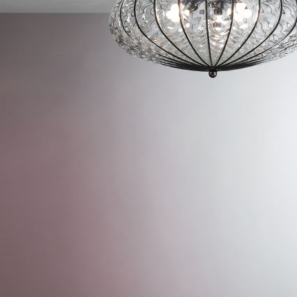 SIRU - Iluminação de teto ACCADEMIA 3xE27/60W/230V transparente/preto Vidro veneziano