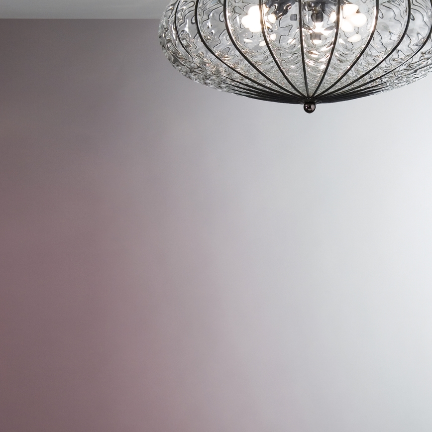 SIRU - Iluminação de teto ACCADEMIA 3xE27/60W/230V transparente/preto Vidro veneziano