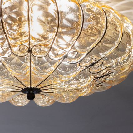 SIRU - Iluminação de teto SOLE 3xE14/40W/230V diâmetro 31 cm bege/cromado mate Vidro veneziano