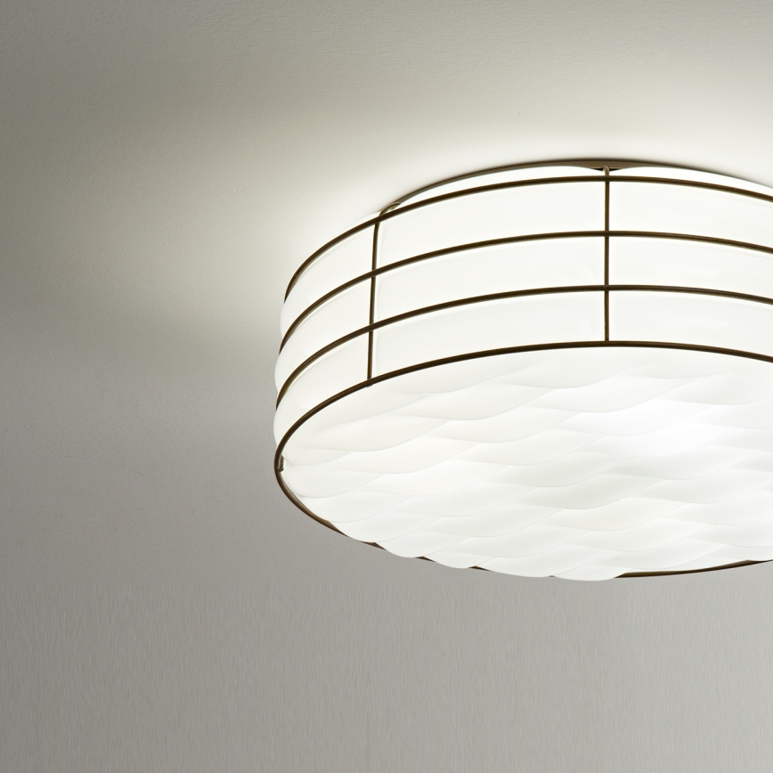 SIRU - Iluminação de teto TAMIS 3xE14/40W/230V preto/branco Vidro veneziano