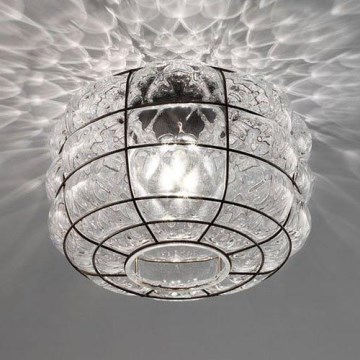 SIRU - Iluminação de teto TERRA 1xE27/60W/230V preto/transparente Vidro veneziano