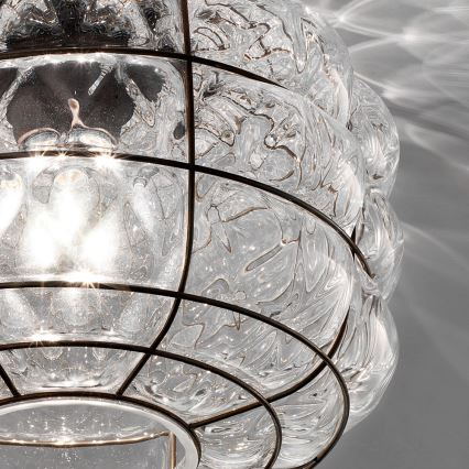 SIRU - Iluminação de teto TERRA 1xE27/60W/230V preto/transparente Vidro veneziano