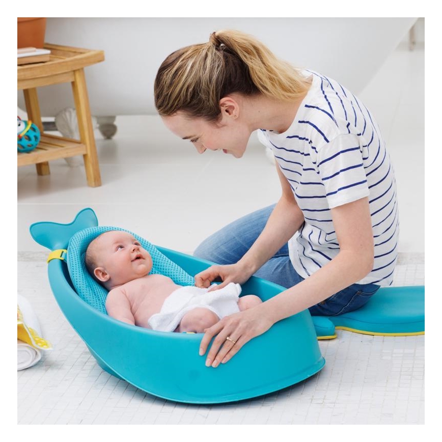 Skip Hop - Banheira infantil com almofada ergonômica MOBY 3 azul