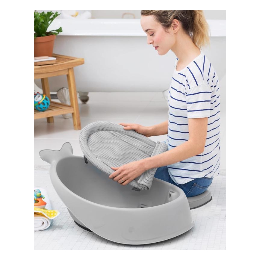 Skip Hop - Banheira infantil com almofada ergonômica MOBY 3 cinza