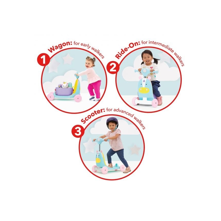 Skip Hop - Bicicleta de empurrar 3em1 ZOO unicórnio 3xAAA