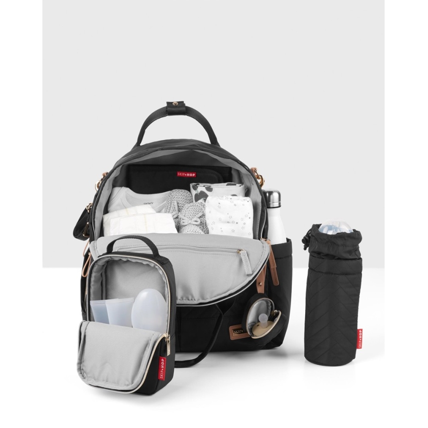 Skip Hop - Mochila de pañales 6 en 1 SUITE SET para cochecito negra