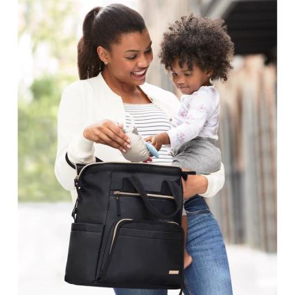 Skip Hop - Mochila de pañales para cochecito MAINFRAME negra