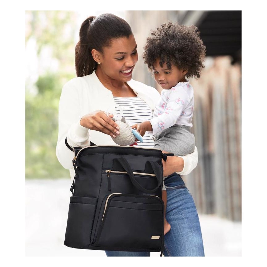 Skip Hop - Mochila de pañales para cochecito MAINFRAME negra