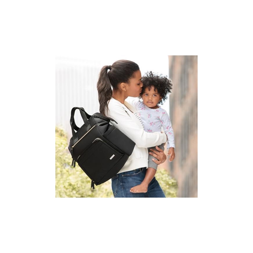 Skip Hop - Mochila de pañales para cochecito MAINFRAME negra