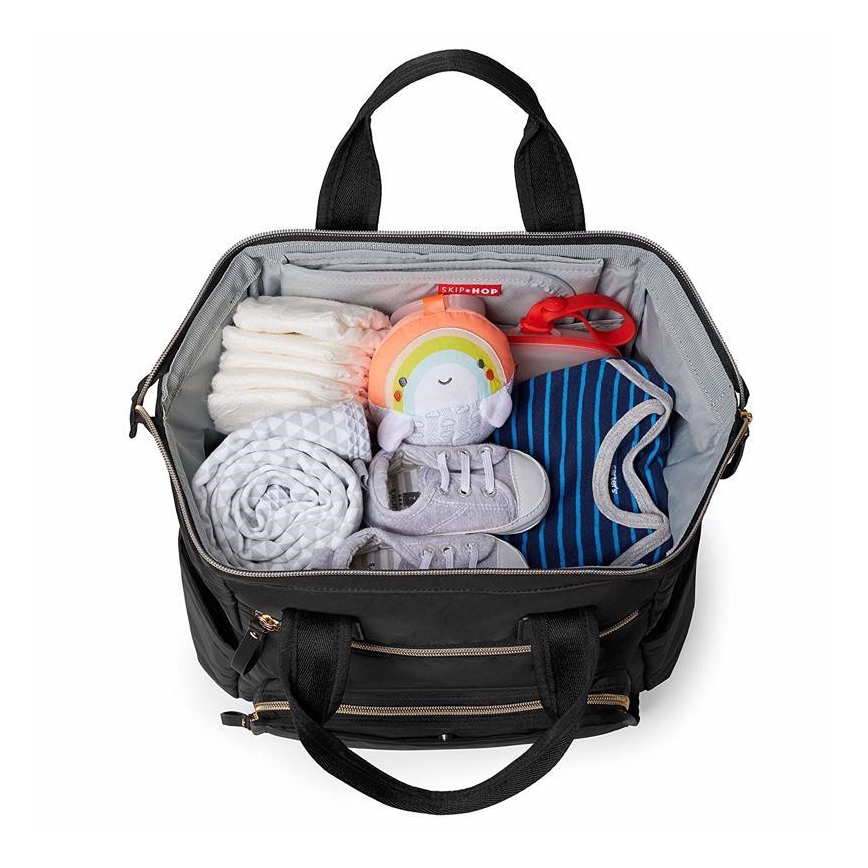 Skip Hop - Mochila de pañales para cochecito MAINFRAME negra