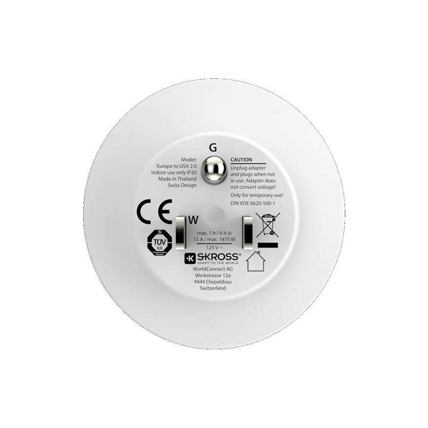 SKROSS Adaptador de Viagem USA 15A