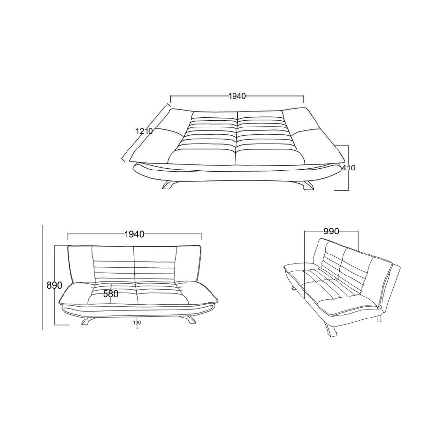 Sofá-cama de 2 lugares AIRI bege
