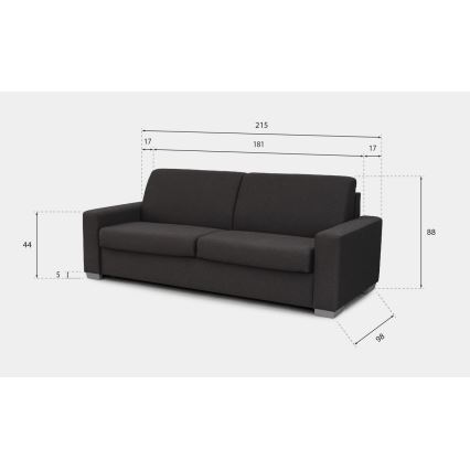 Sofá-cama de 3 lugares LEKA para uso diário — castanho