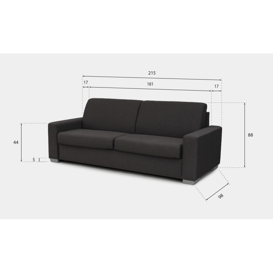 Sofá-cama de 3 lugares LEKA para uso diário — castanho