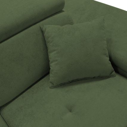 Sofá-cama de canto com arrumação em L CASTELO, canto direito, verde