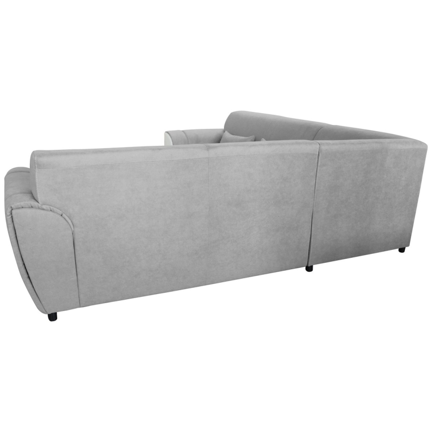 Sofá-cama de canto com arrumação em L VISEU, lado direito, cinzento/branco