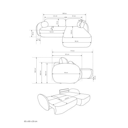 Sofá-cama de canto desdobrável com espaço de arrumação em L OLBIA, lado esquerdo, bege