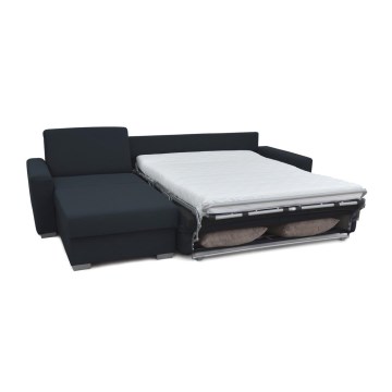 Sofá-cama de canto desdobrável para uso diário com espaço de arrumação em L LEKA esquerdo azul