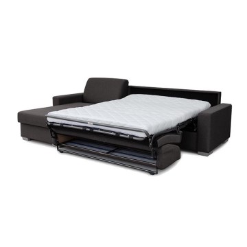 Sofá-cama de canto desdobrável para uso diário com espaço de arrumação em L LEKA esquerdo castanho