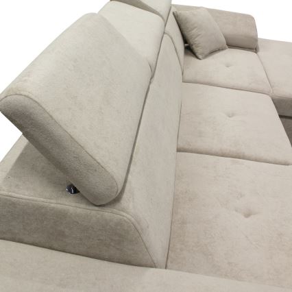 Sofá-cama de canto em L CASTELO, com arrumação — canto direito, cinzento