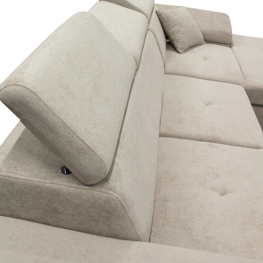 Sofá-cama de canto em L CASTELO, com arrumação — canto direito, cinzento