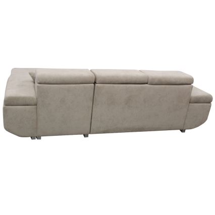 Sofá-cama de canto em L CASTELO, com arrumação — canto direito, cinzento