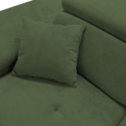 Sofá-cama de canto em L CASTELO com baú de arrumação, orientação à esquerda, verde