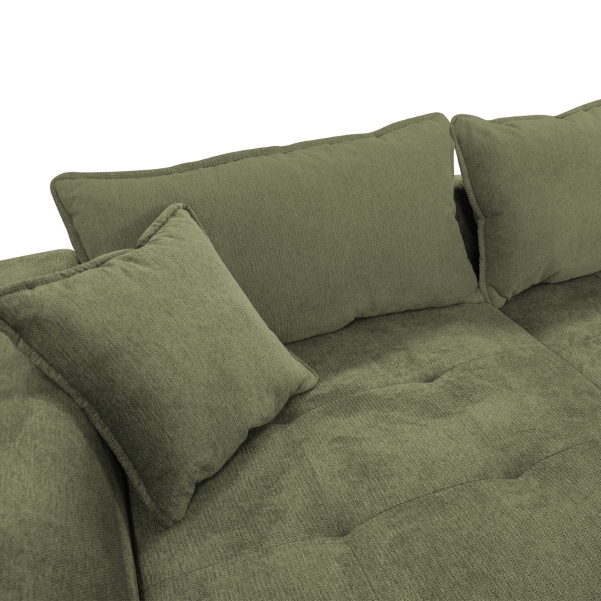 Sofá-cama de canto em L com arrumação LAGOA, lado esquerdo, verde