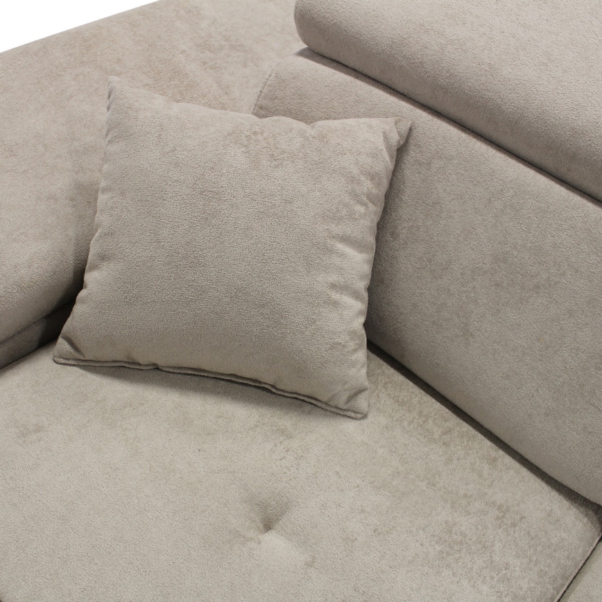 Sofá-cama de canto em L com espaço de arrumação CASTELO — lado esquerdo, cinzento