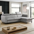 Sofá-cama de canto em L com espaço de arrumação NISA, cinzento, lado direito