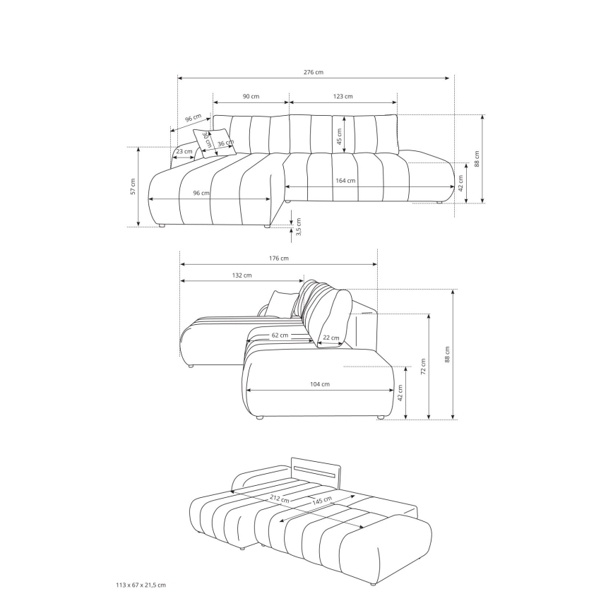 Sofá-cama de canto em L DESIO com arrumação, lado esquerdo, bege
