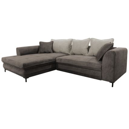 Sofá-cama de canto em L LAGOA com arrumação, orientação à esquerda, taupe/cinza