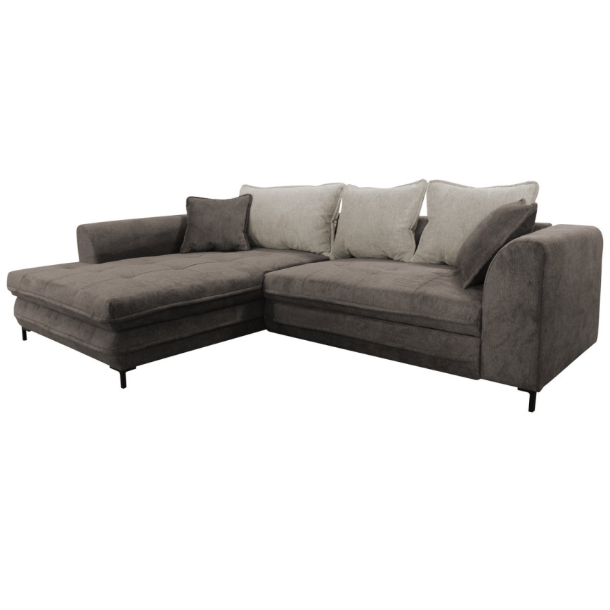 Sofá-cama de canto em L LAGOA com arrumação, orientação à esquerda, taupe/cinza