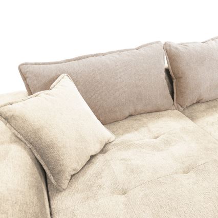 Sofá de canto conversível em L com espaço de arrumação LAGOA, lado esquerdo, bege/castanho