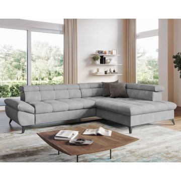 Sofá-cama de canto em L MARANO, lado direito, cinza