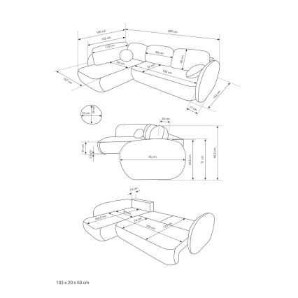 Sofá-cama de canto em L OLBIA com espaço de arrumação, orientação à esquerda, bege
