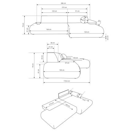 Sofá-cama de canto em L PRATO com compartimento de arrumação, chaise à direita, bege