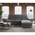 Sofá-cama de canto em L reversível com baú SALVADA cinza escuro
