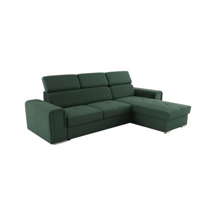 Sofá-cama de canto em L reversível com arrumação SALVADA, verde