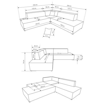 Sofá-cama de canto em L TERAMO com arrumação, versão direita, bege