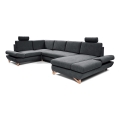 Sofá-cama de canto em U AVESTA, estofado, com arrumação — antracite