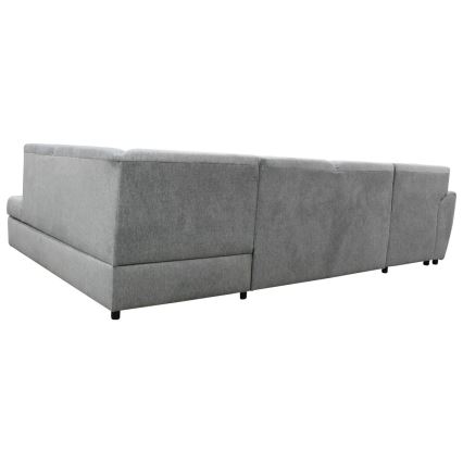 Sofá-cama de canto em U com arrumação SERPA, orientação direita, cinza