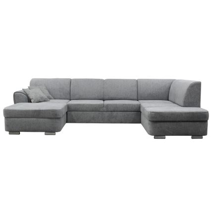 Sofá-cama de canto em U com arrumação SERPA, orientação direita, cinza