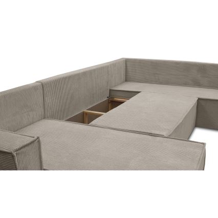 Sofá-cama de canto em U LONDON, reversível, bege