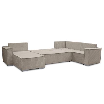 Sofá-cama de canto em U LONDON, reversível, bege