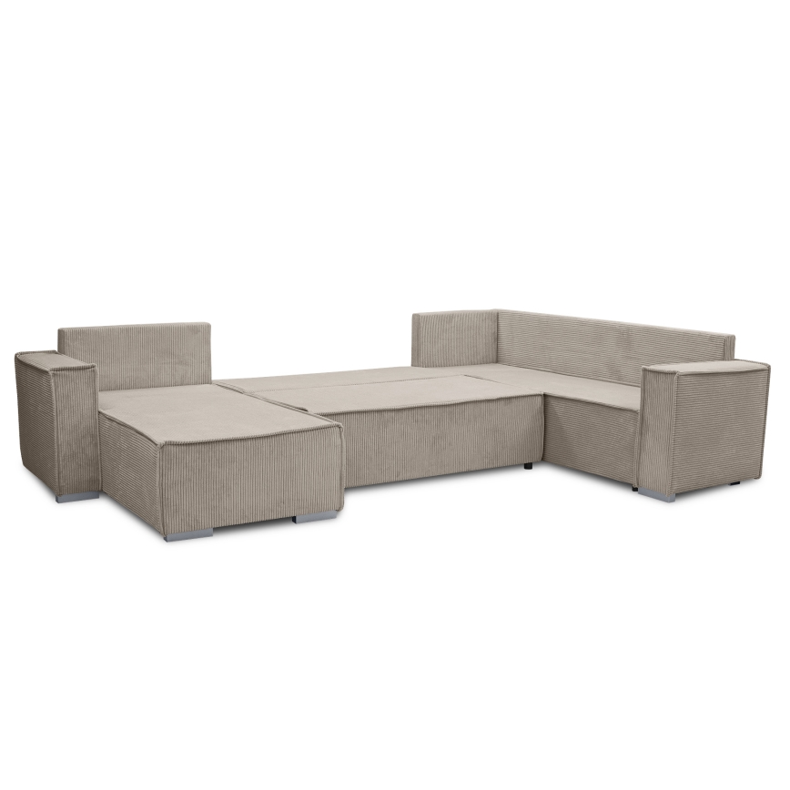 Sofá-cama de canto em U LONDON, reversível, bege