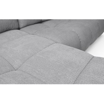 Sofá-cama de canto estofado em L ALMADA, com arrumação, canto esquerdo, cinzento