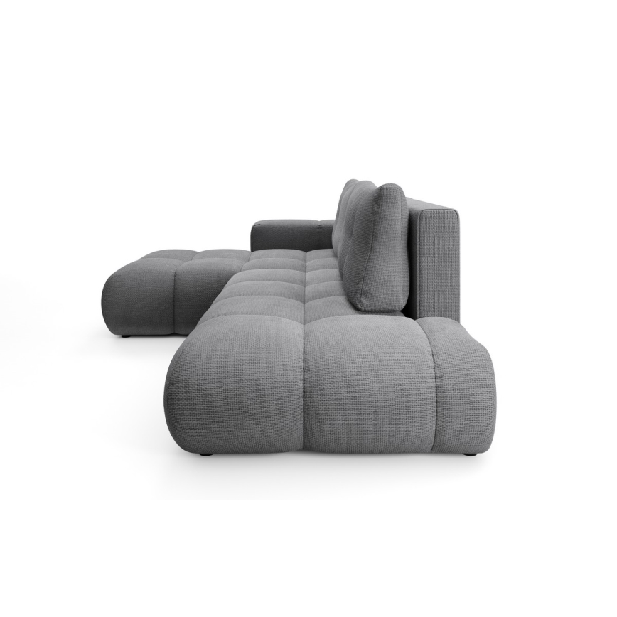 Sofá-cama de canto estofado em L ALMADA, com arrumação, canto esquerdo, cinzento