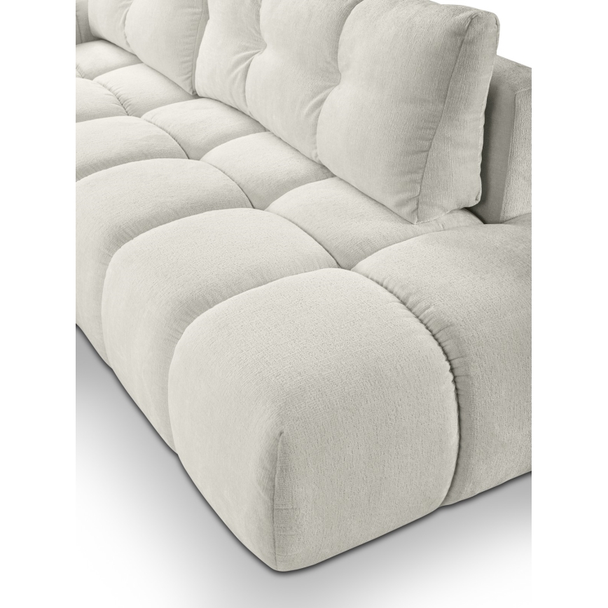 Sofá-cama de canto estofado em L ALMADA, com espaço de arrumação, com chaise à esquerda, bege