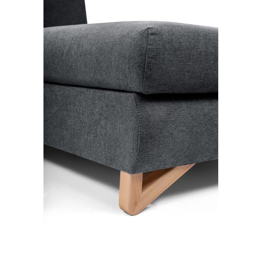 Sofá-cama de canto estofado em L AVESTA — versão direita, com baú de arrumação, antracite